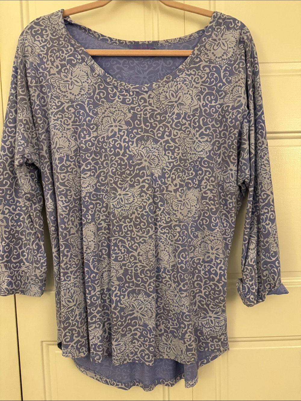 Fresh Produce  long sleeve purple Floral Scoop Neck Top